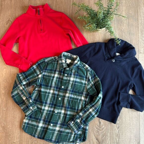 ((3 PIECE)) CREWCUTS 100% COTTON SWEATER AND BUTTON DOWN SHIRT SIZE MED 8-10 - Picture 1 of 7